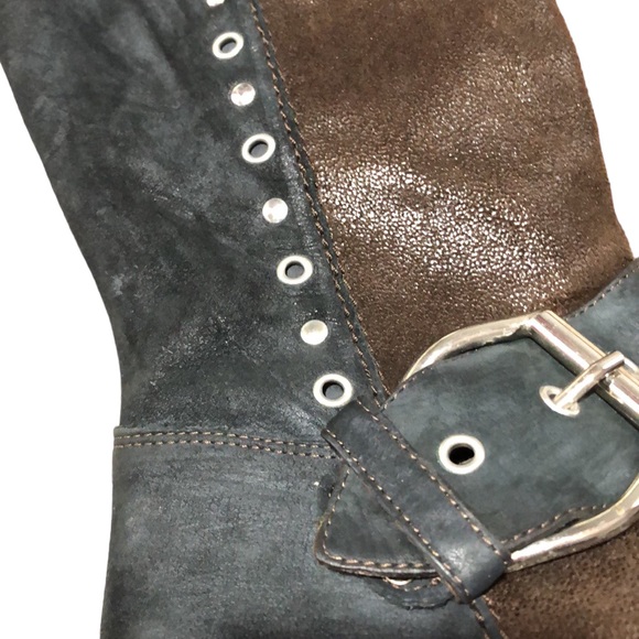 DONALD J. PLINER | Womens Black Leather Brown Suede Gale Knee High Boots size 10 - Picture 12 of 16